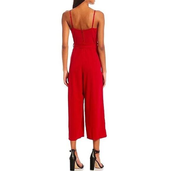 LNL Honey and Rosie Women Red Cocktail Sweetheart Neck Cropped Jumpsuit Size S - Picture 2 of 6